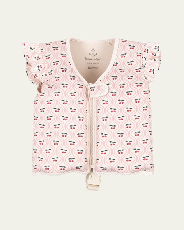 Girl's Avery Cherry-Print Swim Vest, Size 1-6